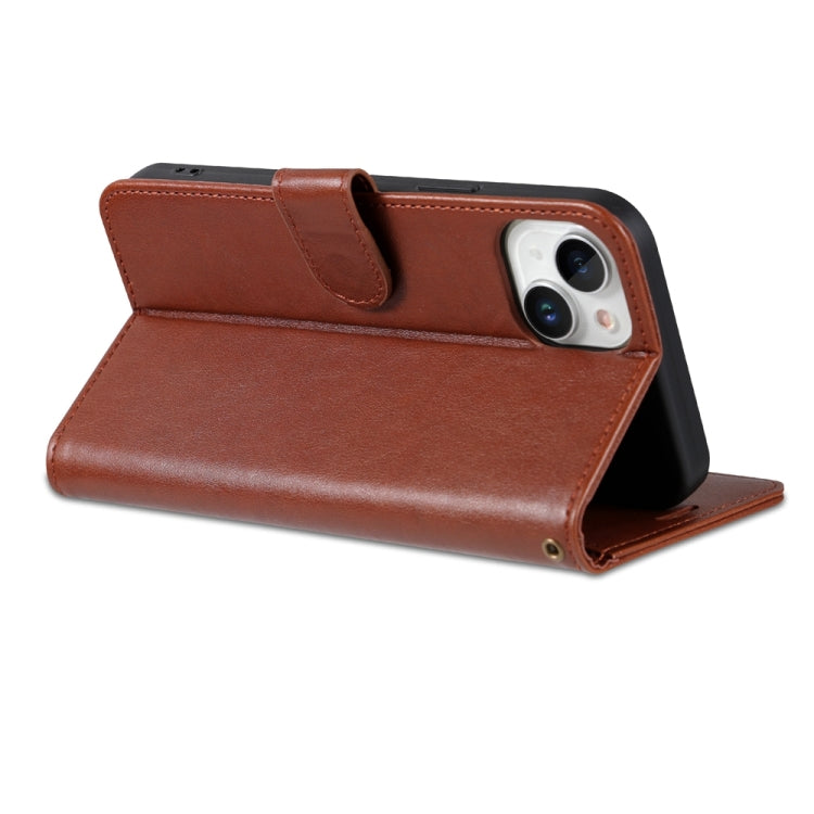 For iPhone 15 AZNS Sheepskin Texture Flip Leather Phone Case(Brown)