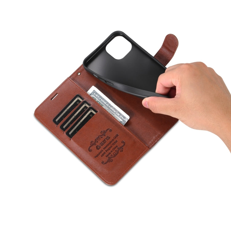 For iPhone 15 AZNS Sheepskin Texture Flip Leather Phone Case(Brown)