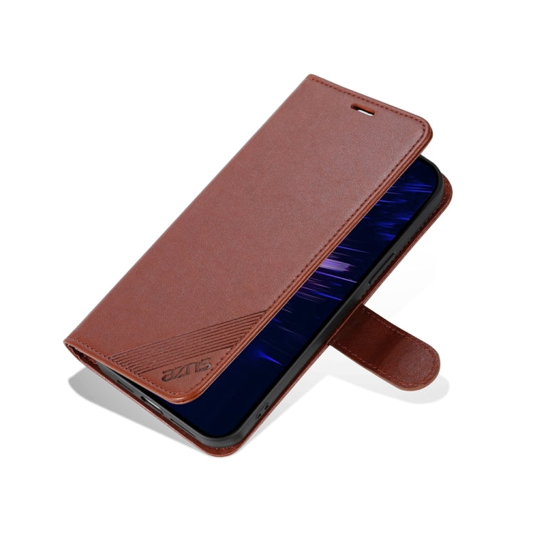 For iPhone 15 AZNS Sheepskin Texture Flip Leather Phone Case(Brown)