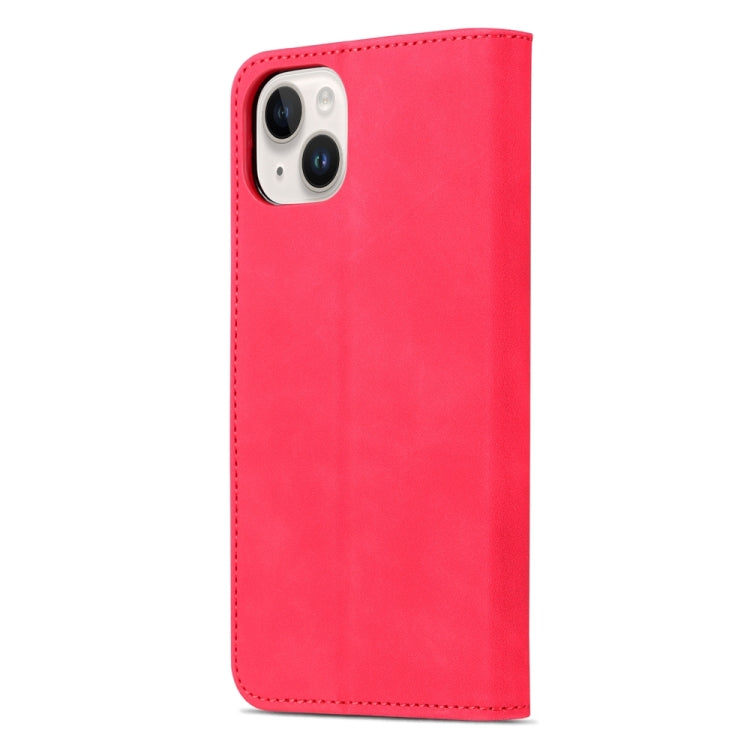 For iPhone 15 AZNS Skin Feel Calf Texture Flip Leather Phone Case(Red)