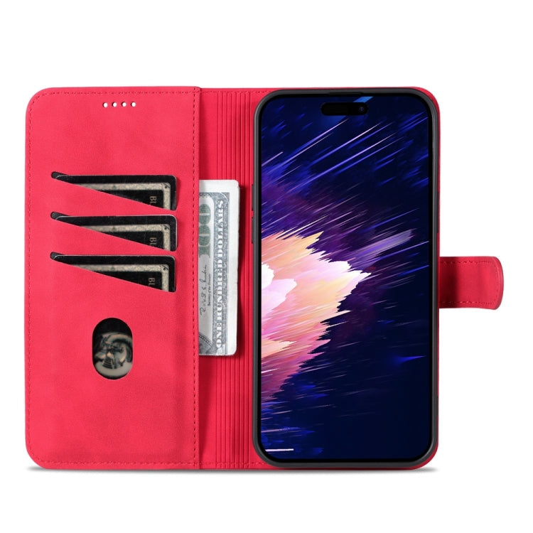 For iPhone 15 AZNS Skin Feel Calf Texture Flip Leather Phone Case(Red)