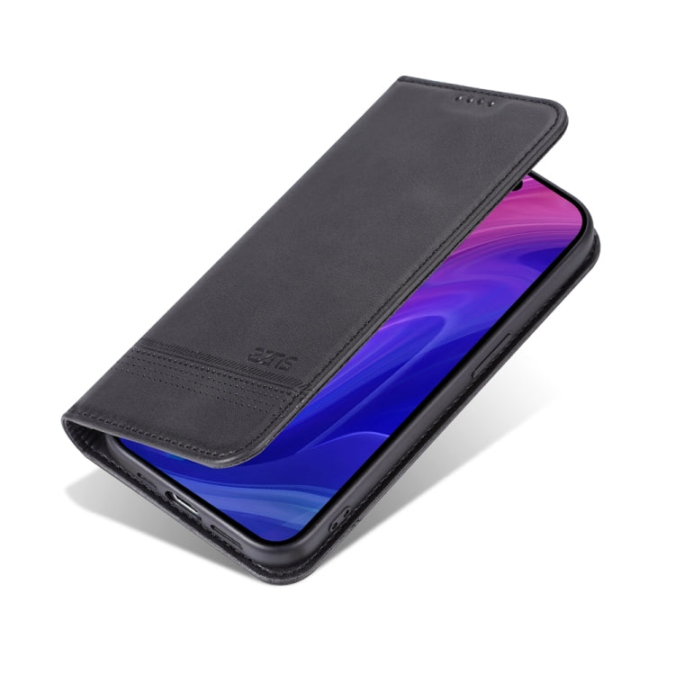 For iPhone 15 Pro Max AZNS Magnetic Calf Texture Flip Leather Phone Case(Black)