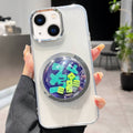 For iPhone 13 Electroplated Lens Ring Transparent Phone Case(Green Dice)