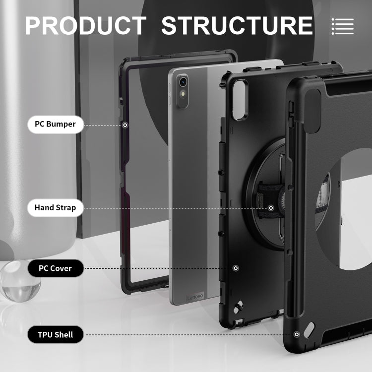 For Lenovo Tab P11 2nd Gen Multifunctional Three Proof Holder Tablet Case(Black)