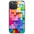 For iPhone SE 2022 / SE 2020 / 8 Colorful Toy Bricks Pattern Shockproof Glass Phone Case(Black)