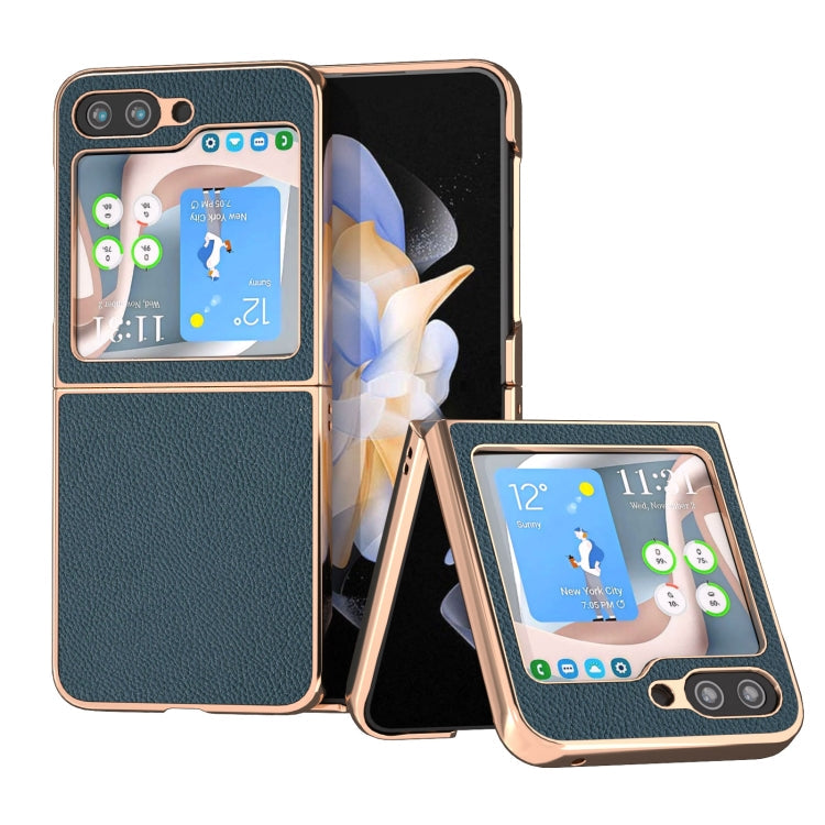 For Samsung Galaxy Z Flip5 Nano Plating Litchi Texture Phone Case(Green)