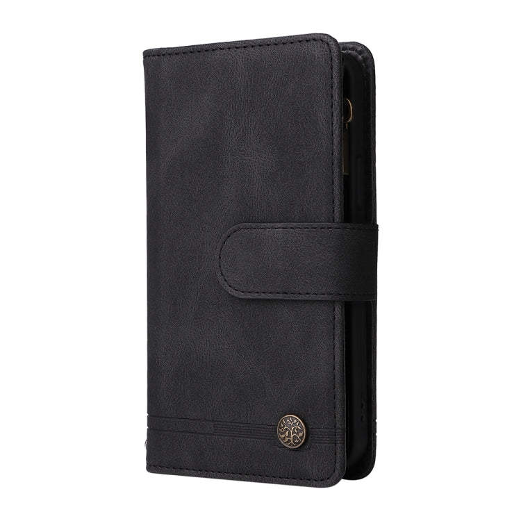 For Samsung Galaxy S23 FE 5G Skin Feel Multi-Card Wallet Zipper Leather Phone Case(Black)
