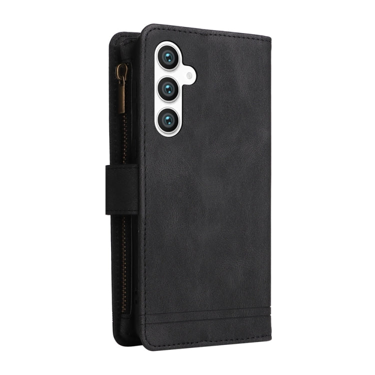 For Samsung Galaxy S23 FE 5G Skin Feel Multi-Card Wallet Zipper Leather Phone Case(Black)