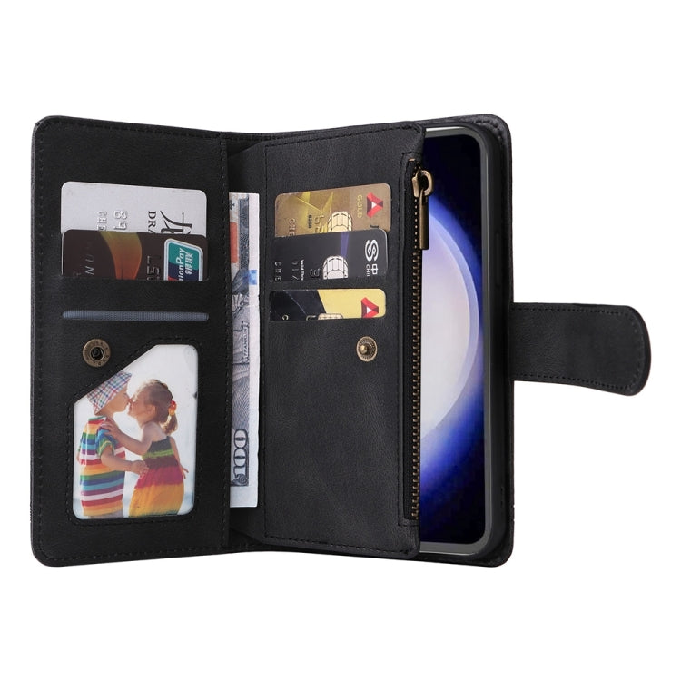 For Samsung Galaxy S23 FE 5G Skin Feel Multi-Card Wallet Zipper Leather Phone Case(Black)