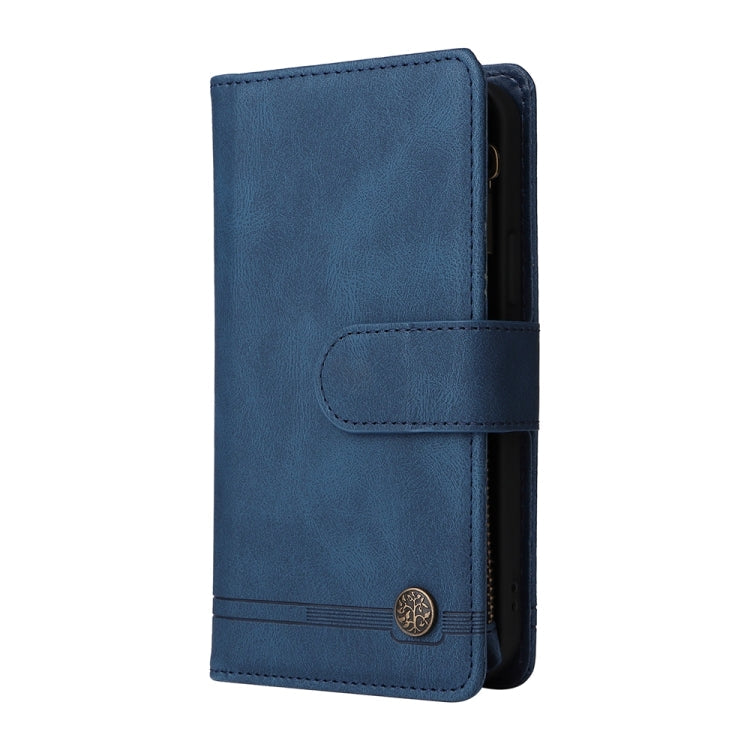 For Samsung Galaxy A24 4G / 5G / A25 5G Skin Feel Multi-Card Wallet Zipper Leather Phone Case(Blue)