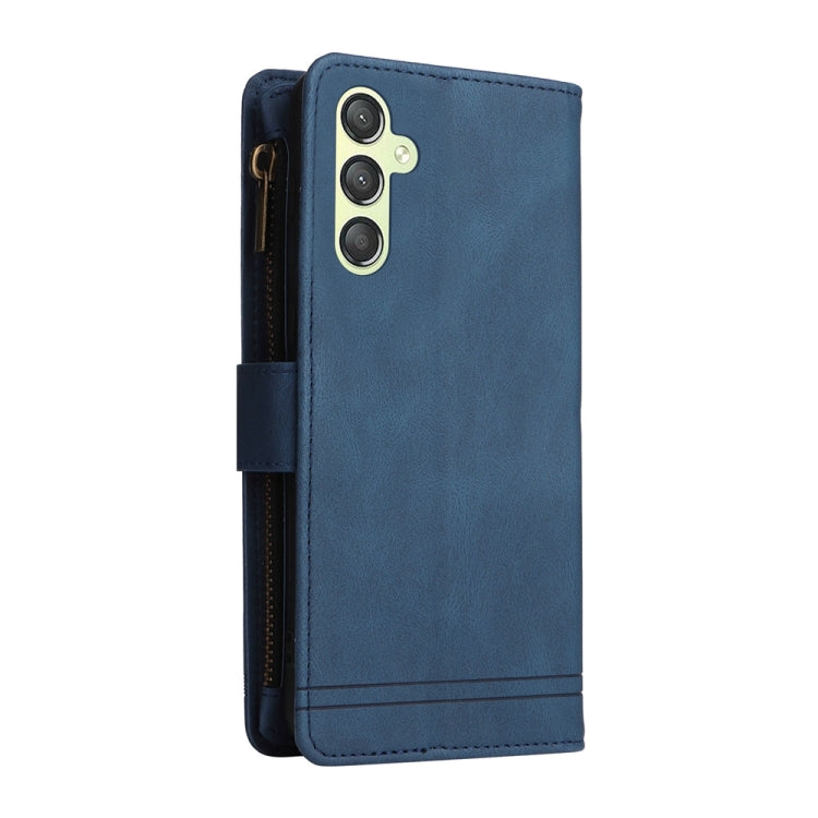 For Samsung Galaxy A24 4G / 5G / A25 5G Skin Feel Multi-Card Wallet Zipper Leather Phone Case(Blue)