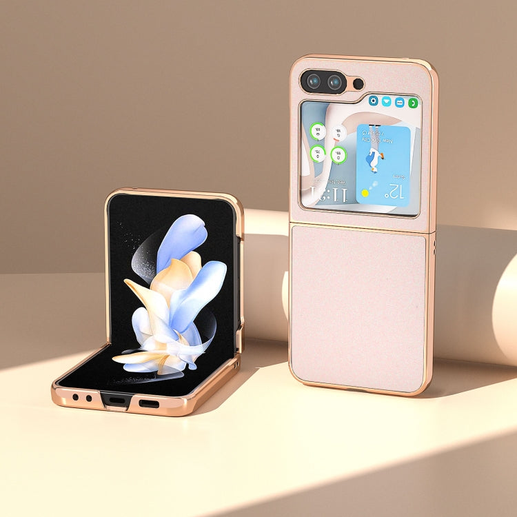 For Samsung Galaxy Z Flip5 Nano Plating Glitter PU Phone Case(White)