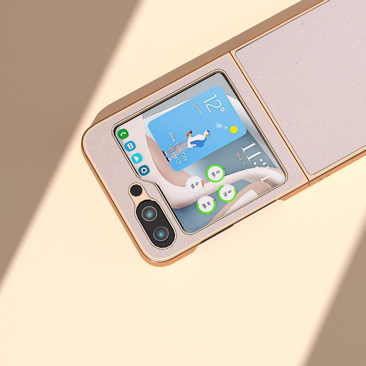 For Samsung Galaxy Z Flip5 Nano Plating Glitter PU Phone Case(White)