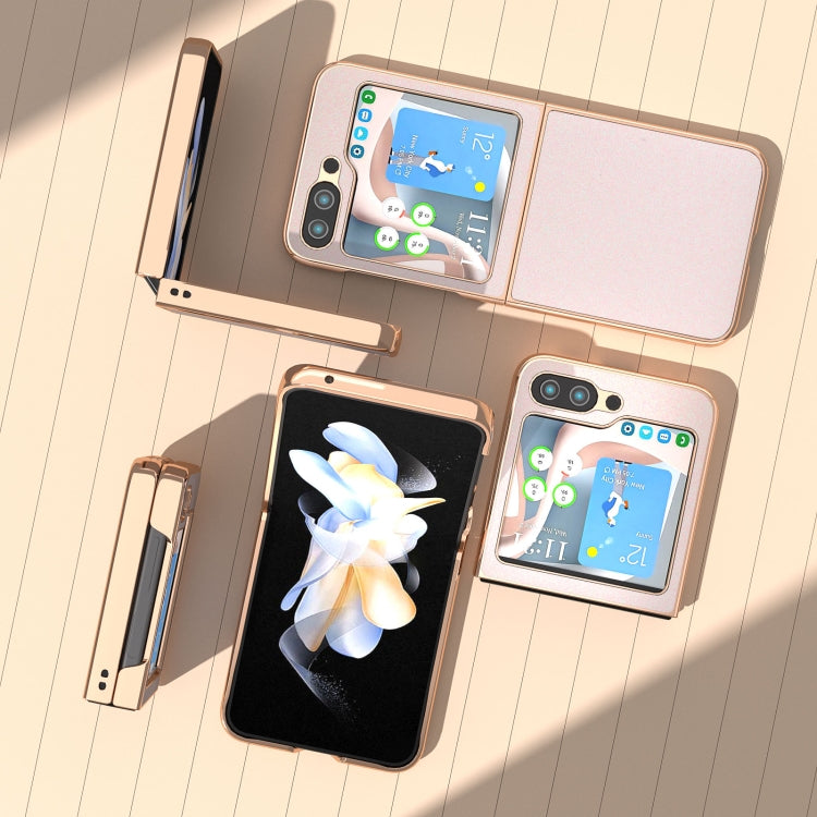 For Samsung Galaxy Z Flip5 Nano Plating Glitter PU Phone Case(White)