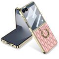 GKK Integrated Plating Diamond Texture PU Phone Case with Ring, For Samsung Galaxy Z Flip7 5G, For Samsung Galaxy Z Flip5