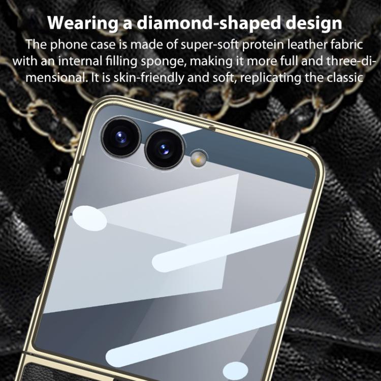 GKK Integrated Plating Diamond Texture PU Phone Case with Ring, For Samsung Galaxy Z Flip7 5G, For Samsung Galaxy Z Flip5