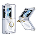 For Samsung Galaxy Z Flip5 GKK MagSafe Airbag Hinge Shockproof Phone Case with Ring Holder(Transparent)