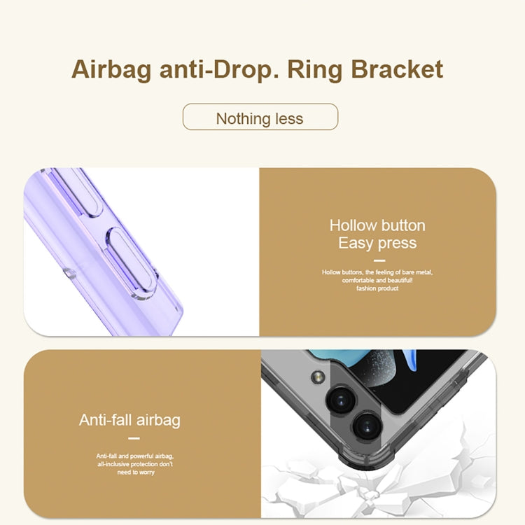 For Samsung Galaxy Z Flip5 GKK MagSafe Airbag Hinge Shockproof Phone Case with Ring Holder(Transparent)