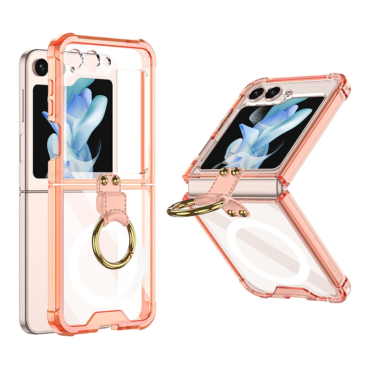 For Samsung Galaxy Z Flip5 GKK MagSafe Airbag Hinge Shockproof Phone Case with Ring Holder(Orange)