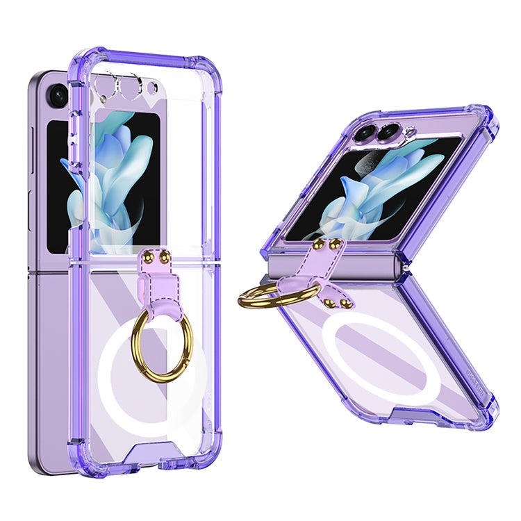 For Samsung Galaxy Z Flip5 GKK MagSafe Airbag Hinge Shockproof Phone Case with Ring Holder(Purple)