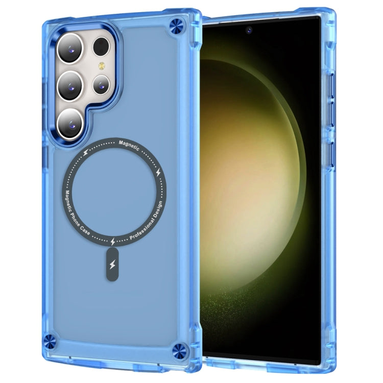 For Samsung Galaxy S23 Ultra 5G Skin Feel TPU  PC MagSafe Magnetic Phone Case(Transparent Blue)
