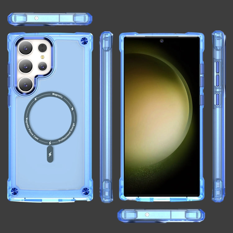 For Samsung Galaxy S23 Ultra 5G Skin Feel TPU  PC MagSafe Magnetic Phone Case(Transparent Blue)