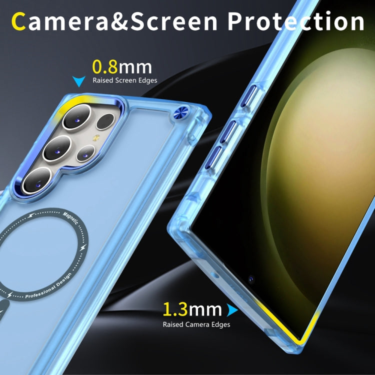 For Samsung Galaxy S23 Ultra 5G Skin Feel TPU  PC MagSafe Magnetic Phone Case(Transparent Blue)