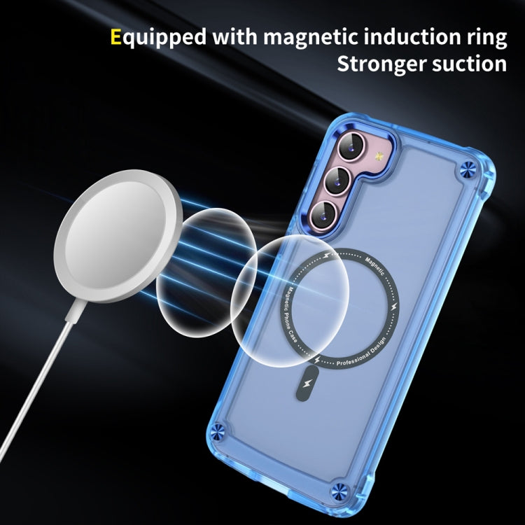 For Samsung Galaxy S23 5G Skin Feel TPU  PC MagSafe Magnetic Phone Case(Transparent Blue)