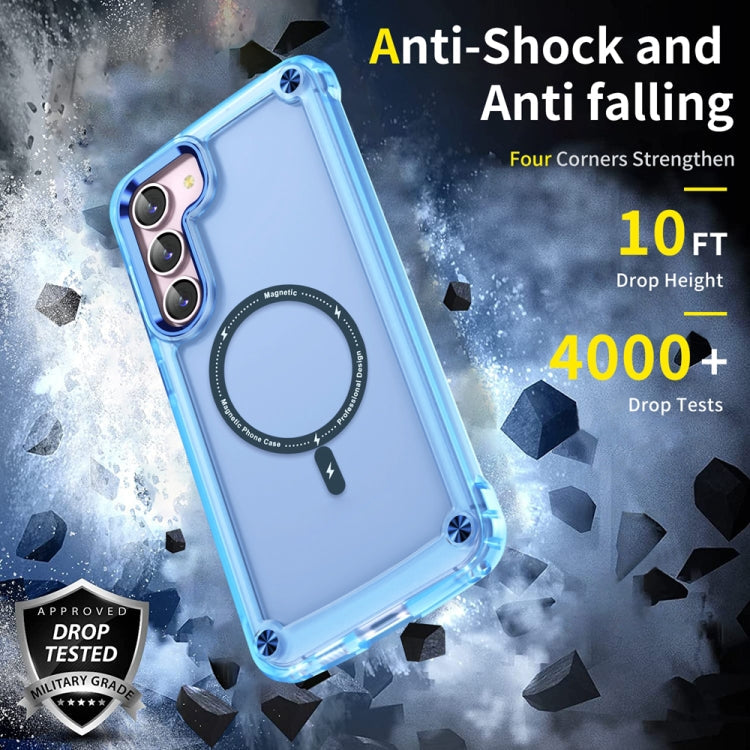 For Samsung Galaxy S23 5G Skin Feel TPU  PC MagSafe Magnetic Phone Case(Transparent Blue)