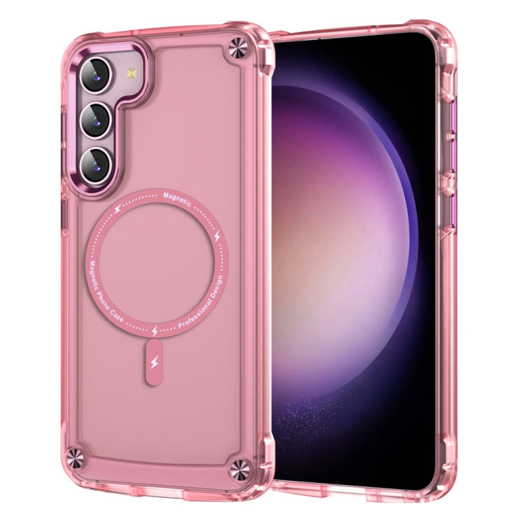 For Samsung Galaxy S23 5G Skin Feel TPU  PC MagSafe Magnetic Phone Case(Transparent Pink)