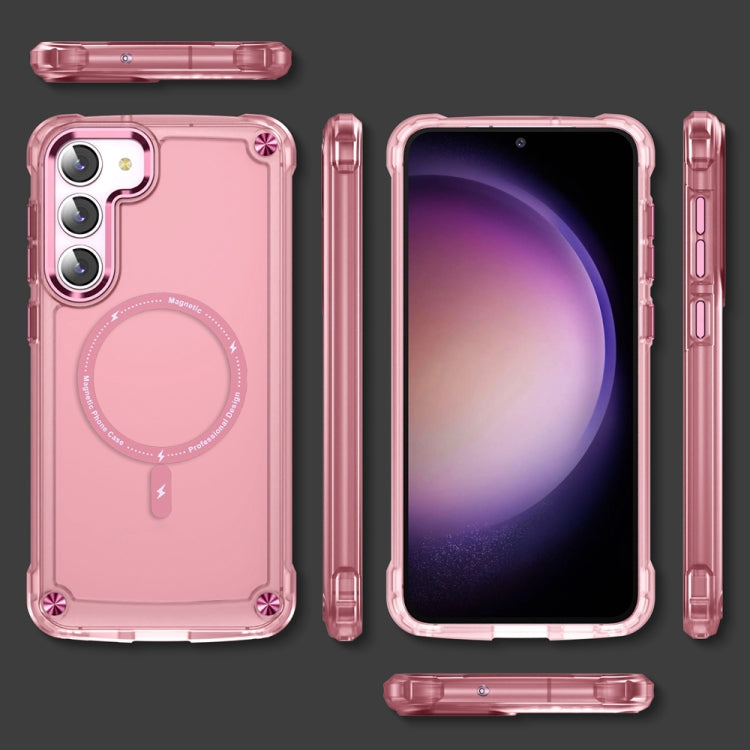 For Samsung Galaxy S23 5G Skin Feel TPU  PC MagSafe Magnetic Phone Case(Transparent Pink)