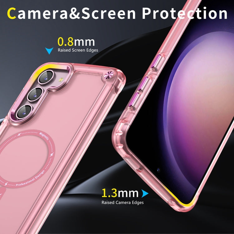For Samsung Galaxy S23 5G Skin Feel TPU  PC MagSafe Magnetic Phone Case(Transparent Pink)