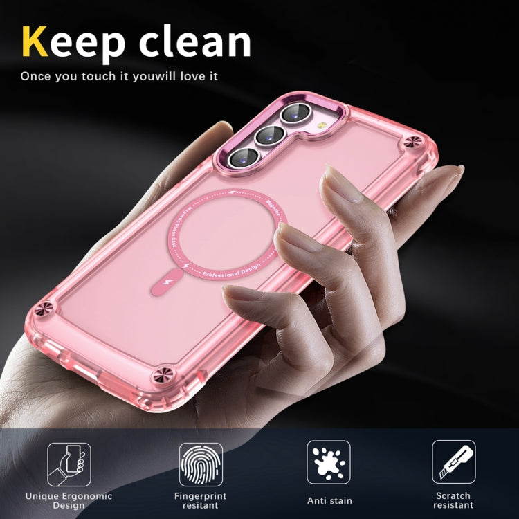 For Samsung Galaxy S23 5G Skin Feel TPU  PC MagSafe Magnetic Phone Case(Transparent Pink)