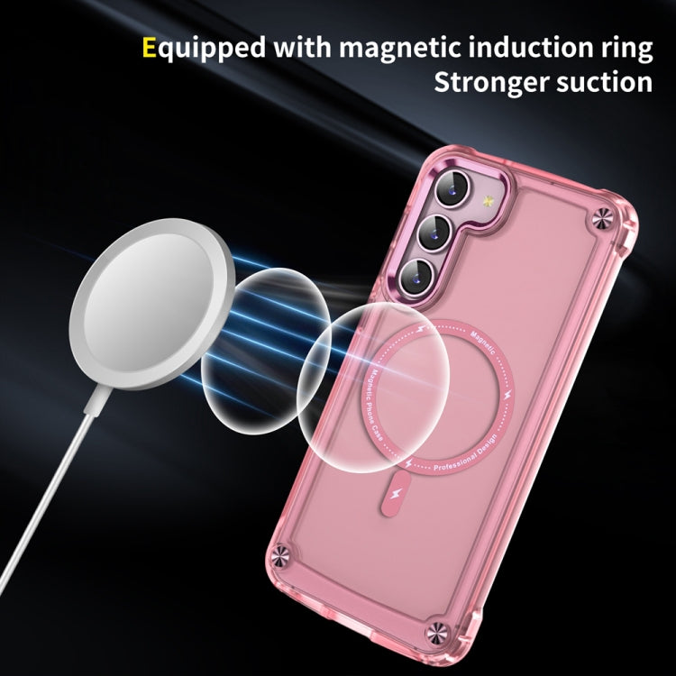 For Samsung Galaxy S23 5G Skin Feel TPU  PC MagSafe Magnetic Phone Case(Transparent Pink)