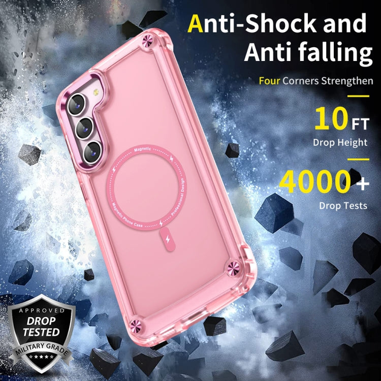 For Samsung Galaxy S23 5G Skin Feel TPU  PC MagSafe Magnetic Phone Case(Transparent Pink)