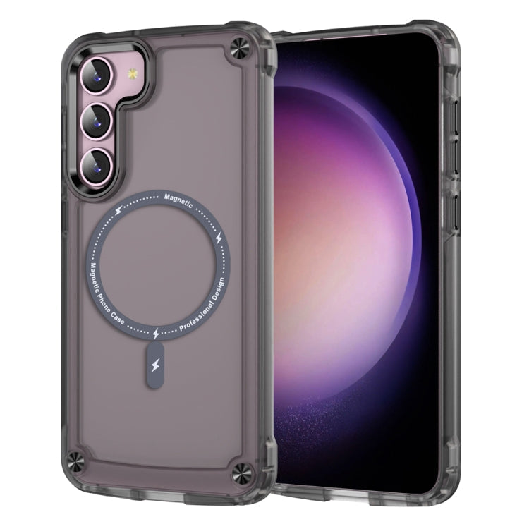 For Samsung Galaxy S23 5G Skin Feel TPU  PC MagSafe Magnetic Phone Case(Transparent Black)