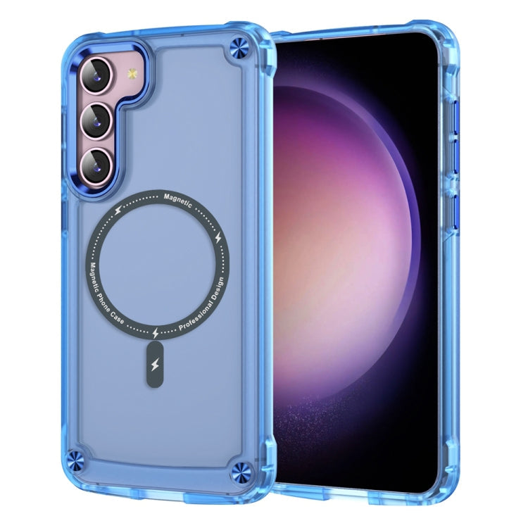 For Samsung Galaxy S23 5G Skin Feel TPU  PC MagSafe Magnetic Phone Case(Transparent Blue)