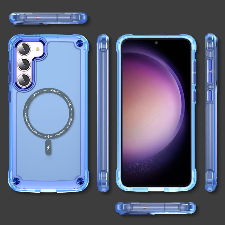 For Samsung Galaxy S23 5G Skin Feel TPU  PC MagSafe Magnetic Phone Case(Transparent Blue)