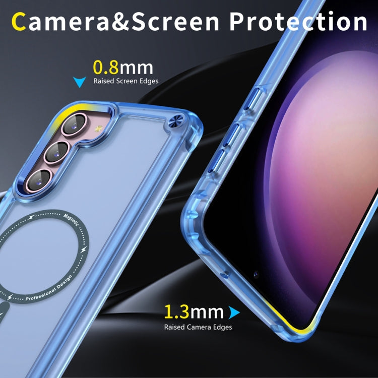 For Samsung Galaxy S23 5G Skin Feel TPU  PC MagSafe Magnetic Phone Case(Transparent Blue)