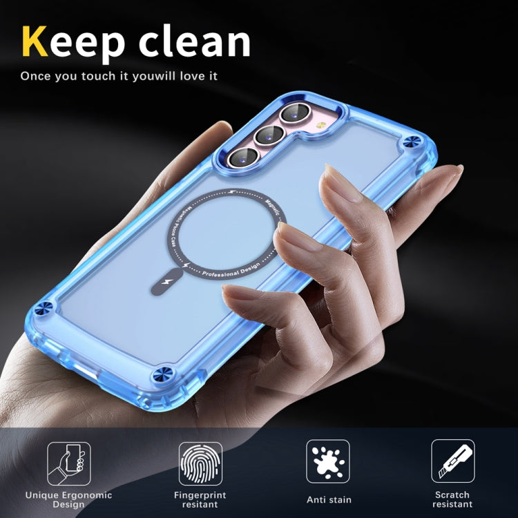 For Samsung Galaxy S23 5G Skin Feel TPU  PC MagSafe Magnetic Phone Case(Transparent Blue)