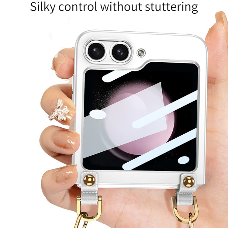 For Samsung Galaxy Z Flip5 GKK Cross-body Ultra-thin PC Phone Case with Strap(Pink)