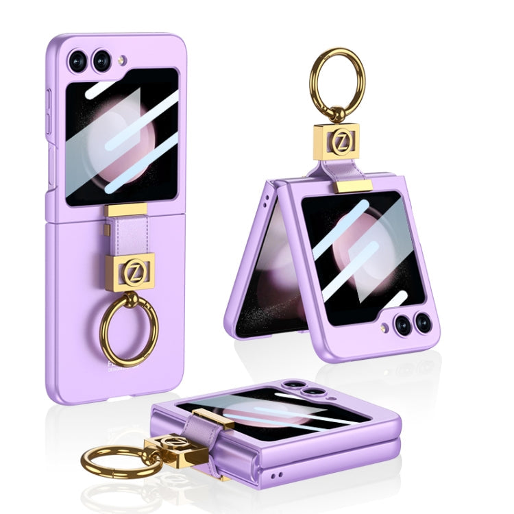 For Samsung Galaxy Z Flip5 GKK Ultra-thin Z Ring Holder PC Phone Case(Purple)