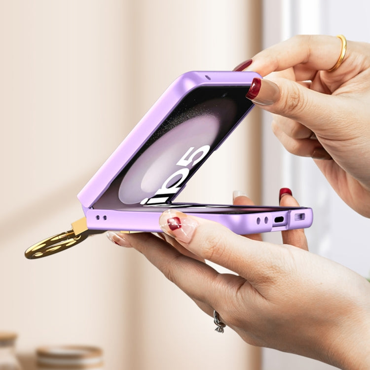 For Samsung Galaxy Z Flip5 GKK Ultra-thin Z Ring Holder PC Phone Case(Purple)