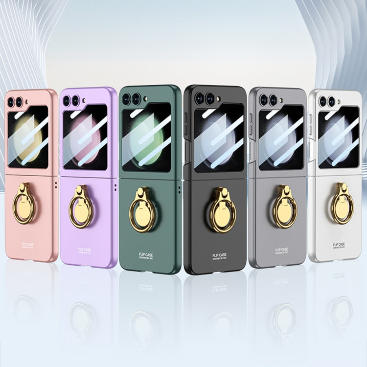 For Samsung Galaxy Z Flip5 GKK Ultra-thin Triaxial Ring Holder PC Phone Case(Silver)