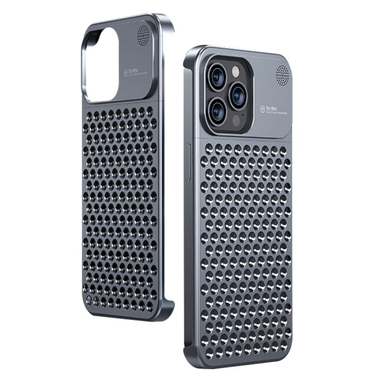 For iPhone 13 Pro Max Aromatherapy Aluminum Alloy Cooling Phone Case(Grey)