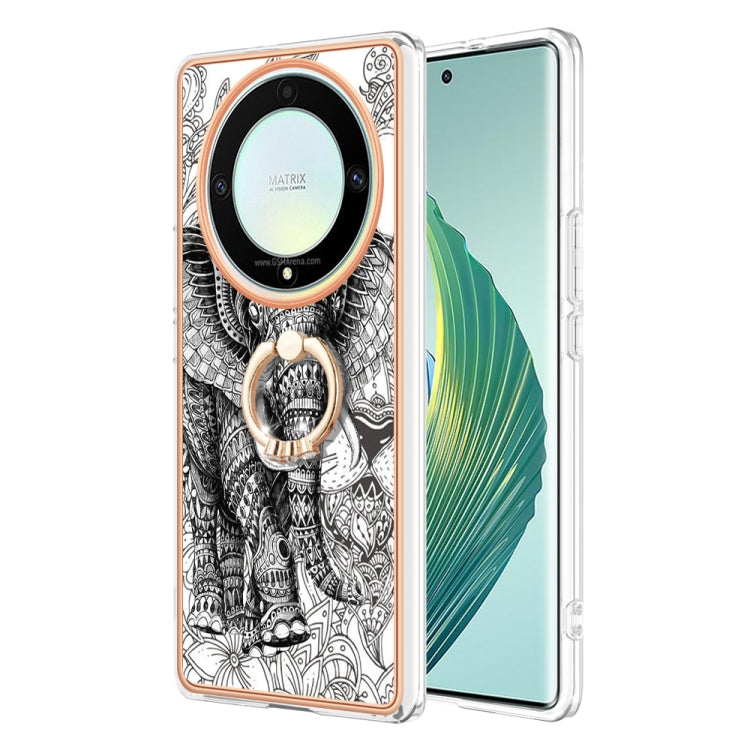 For Honor X9a / Magic5 Lite Electroplating Dual-side IMD Phone Case with Ring Holder(Totem Elephant)