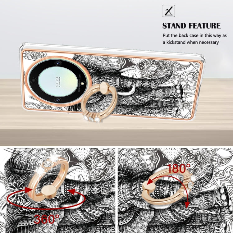 For Honor X9a / Magic5 Lite Electroplating Dual-side IMD Phone Case with Ring Holder(Totem Elephant)