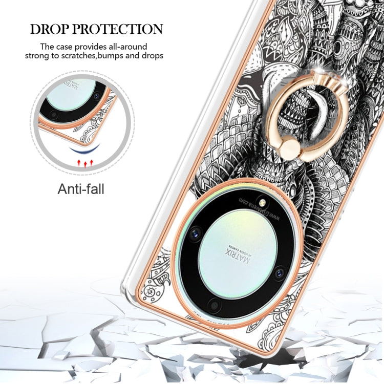 For Honor X9a / Magic5 Lite Electroplating Dual-side IMD Phone Case with Ring Holder(Totem Elephant)