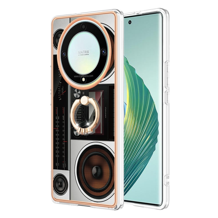 For Honor X9a / Magic5 Lite Electroplating Dual-side IMD Phone Case with Ring Holder(Retro Radio)