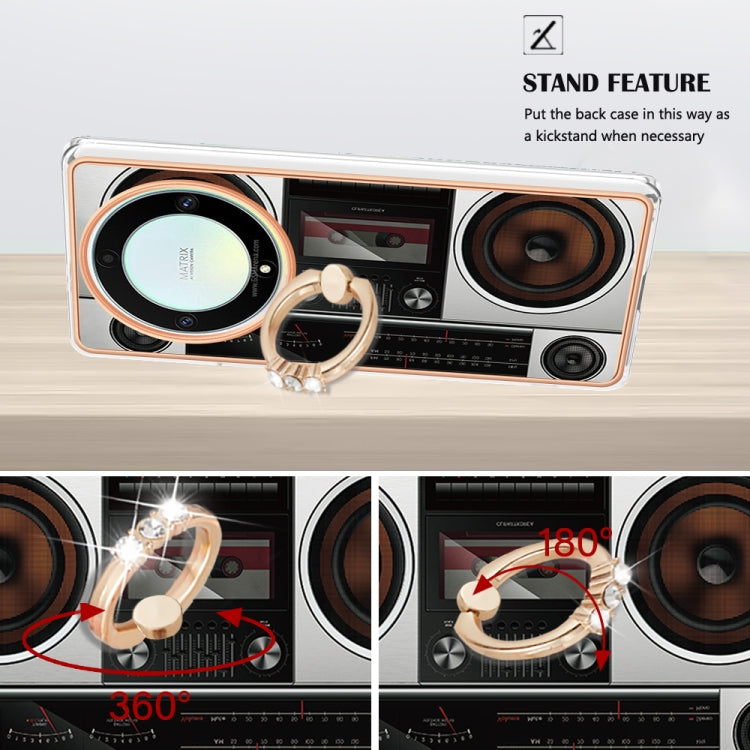 For Honor X9a / Magic5 Lite Electroplating Dual-side IMD Phone Case with Ring Holder(Retro Radio)